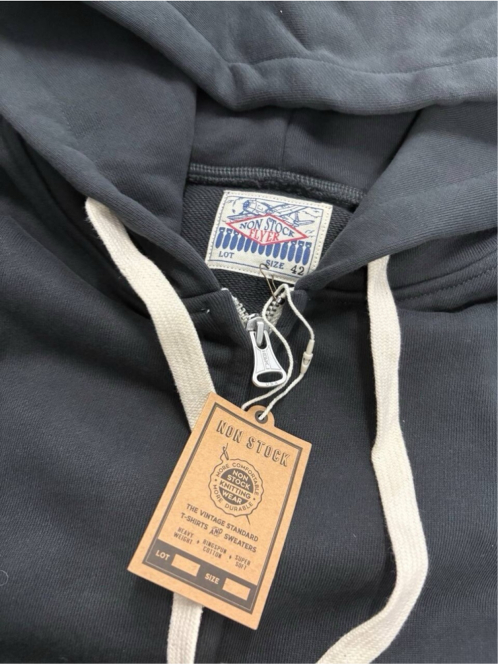 17.5 oz Terry Cloth Zip-Up Hoodie - Vintage Black Non Stock Mfg. Co. - Picture 11 of 15
